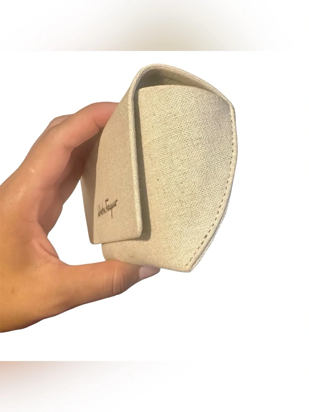 Authentic Salvatore Ferragamo Eyewear Sunglasses Case Cream Beige Tan Canvas